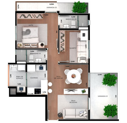 Imagem Apartamento com 2 Quartos à Venda, 61 m² em Boa Vista - Curitiba Imagem Apartamento com 2 Quartos à Venda, 61 m² em Boa Vista - Curitiba