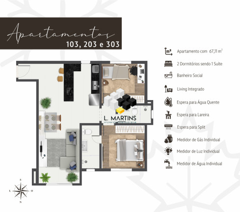 Imagem Apartamento com 2 Quartos à Venda, 59 m² em Moura - Gramado