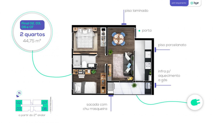 Imagem Apartamento com 2 Quartos à Venda, 49 m² em Capão Raso - Curitiba