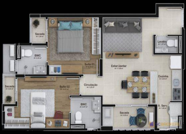 Imagem Apartamento com 2 Quartos à Venda, 62 m² em Centro - Itajaí
