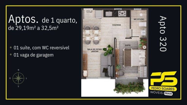 Imagem Apartamento com 2 Quartos à Venda, 45 m² em Cabo Branco - João Pessoa Imagem Apartamento com 2 Quartos à Venda, 45 m² em Cabo Branco - João Pessoa