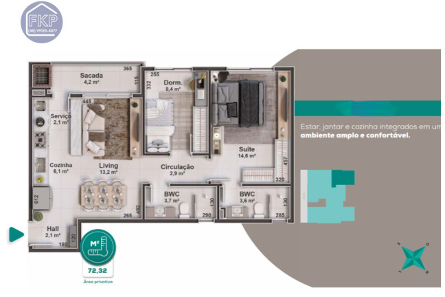 Imagem Apartamento com 2 Quartos à Venda, 72 m² em Cachoeira Do Bom Jesus - Florianópolis