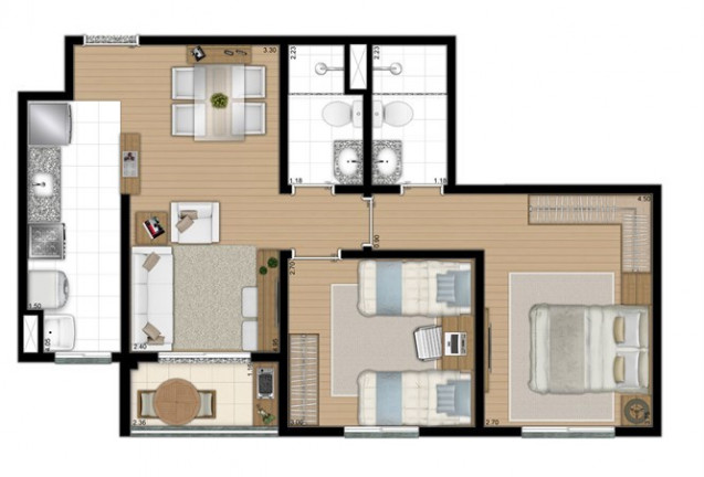Imagem Apartamento com 3 Quartos à Venda, 67 m² em Vila Conceição - Diadema
