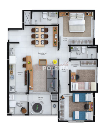 Imagem Apartamento com 3 Quartos à Venda, 88 m² em Comerciário - Criciúma Imagem Apartamento com 3 Quartos à Venda, 88 m² em Comerciário - Criciúma