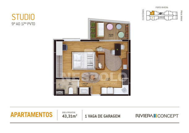 Imagem Apartamento com 1 Quarto à Venda, 42 m² em Praia Brava - Itajai