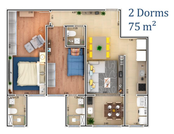 Imagem Apartamento com 2 Quartos à Venda, 61 m² em Vila Nova - Itu