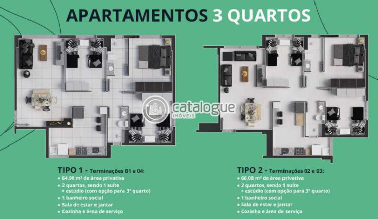 Imagem Apartamento com 2 Quartos à Venda, 48 m² em Rosa Dos Ventos - Parnamirim