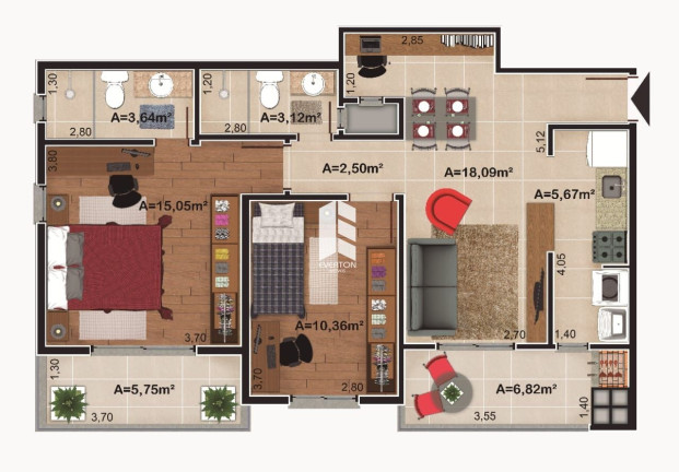 Imagem Apartamento com 2 Quartos à Venda, 80 m² em Camobi - Santa Maria Imagem Apartamento com 2 Quartos à Venda, 80 m² em Camobi - Santa Maria