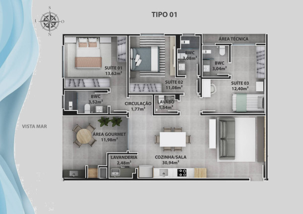 Imagem Apartamento com 3 Quartos à Venda, 110 m² em Centro - Balneário Piçarras Imagem Apartamento com 3 Quartos à Venda, 110 m² em Centro - Balneário Piçarras