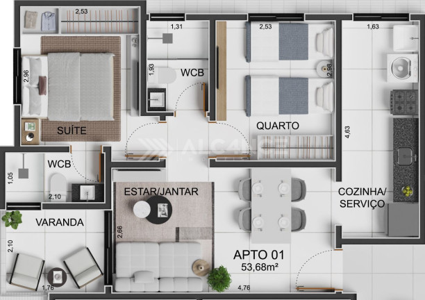 Apartamento com 3 Quartos à Venda, 68 m² em Intermares - Cabedelo