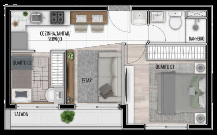 Imagem Apartamento com 2 Quartos à Venda, 47 m² em Santa Cândida - Curitiba Imagem Apartamento com 2 Quartos à Venda, 47 m² em Santa Cândida - Curitiba