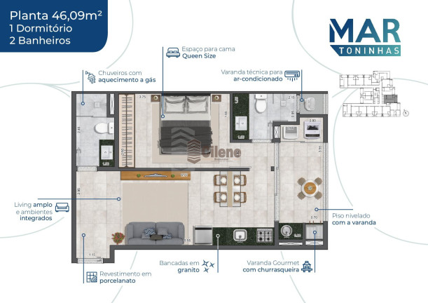 Imagem Apartamento com 1 Quarto à Venda, 35 m² em Toninhas - Ubatuba