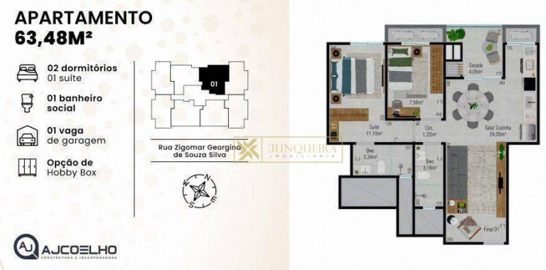 Imagem Apartamento com 2 Quartos à Venda, 63 m² em Areias - São José Imagem Apartamento com 2 Quartos à Venda, 63 m² em Areias - São José