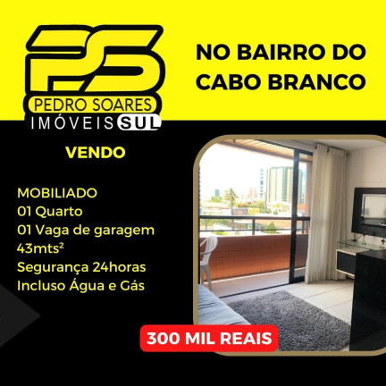 Apartamento com 1 Quarto à Venda, 43 m² em Cabo Branco - João Pessoa