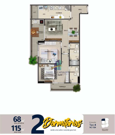 Imagem Apartamento com 2 Quartos à Venda, 68 m² em Aviação - Praia Grande