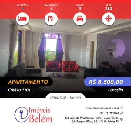 Imagem Apartamento com 4 Quartos para Alugar, 280 m² em Umarizal - Belém Imagem Apartamento com 4 Quartos para Alugar, 280 m² em Umarizal - Belém