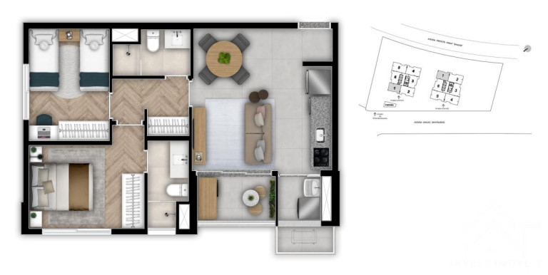 Imagem Apartamento com 2 Quartos à Venda, 61 m²