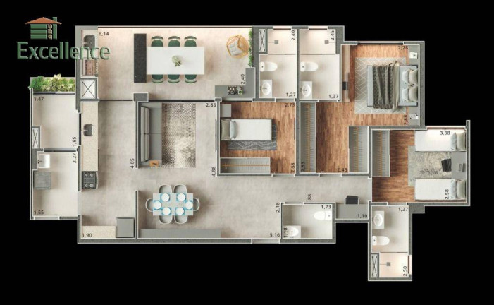 Apartamento com 3 Quartos à Venda, 112 m² em Campestre - Santo André