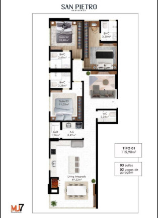 Imagem Apartamento com 3 Quartos à Venda, 116 m² em Perequê - Porto Belo Imagem Apartamento com 3 Quartos à Venda, 116 m² em Perequê - Porto Belo