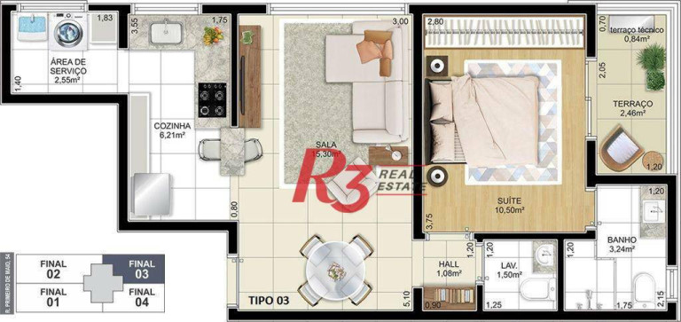 Imagem Apartamento com 1 Quarto à Venda, 52 m² em Aparecida - Santos Imagem Apartamento com 1 Quarto à Venda, 52 m² em Aparecida - Santos