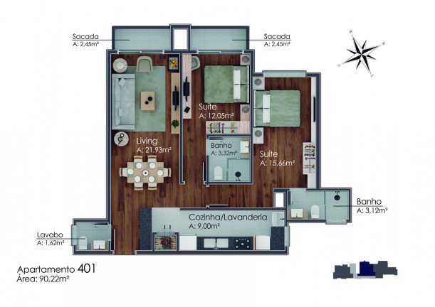 Imagem Apartamento com 1 Quarto à Venda, 54 m² em Av. Central - Gramado Imagem Apartamento com 1 Quarto à Venda, 54 m² em Av. Central - Gramado