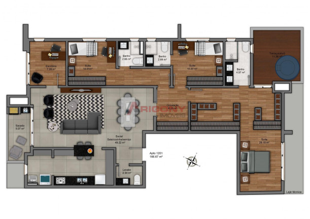 Imagem Cobertura com 3 Quartos à Venda, 164 m² em Nossa Senhora De Lourdes - Santa Maria Imagem Cobertura com 3 Quartos à Venda, 164 m² em Nossa Senhora De Lourdes - Santa Maria