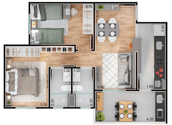 Imagem Apartamento com 2 Quartos à Venda, 60 m² em Vila Esperança - Itu