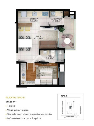 Apartamento com 1 Quarto à Venda, 49 m² em Anita Garibaldi - Joinville