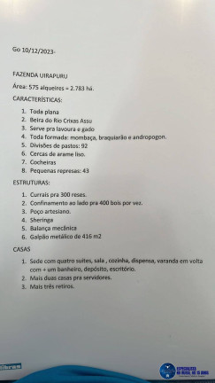 Imagem Fazenda à Venda, 575 m² em Zona Rural - Uirapuru Imagem Fazenda à Venda, 575 m² em Zona Rural - Uirapuru