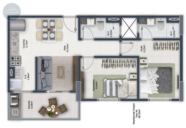 Imagem Apartamento com 2 Quartos à Venda, 57 m² em Boqueirão - Praia Grande