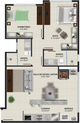 Imagem Apartamento com 2 Quartos à Venda, 77 m² em Patronato - Santa Maria Imagem Apartamento com 2 Quartos à Venda, 77 m² em Patronato - Santa Maria