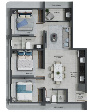 Imagem Apartamento com 3 Quartos à Venda, 65 m² em Bessa - João Pessoa Imagem Apartamento com 3 Quartos à Venda, 65 m² em Bessa - João Pessoa