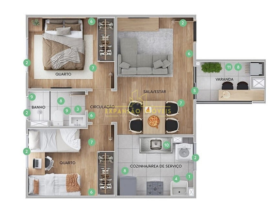 Imagem Apartamento com 2 Quartos à Venda, 44 m² em Forquilhas - São José Imagem Apartamento com 2 Quartos à Venda, 44 m² em Forquilhas - São José