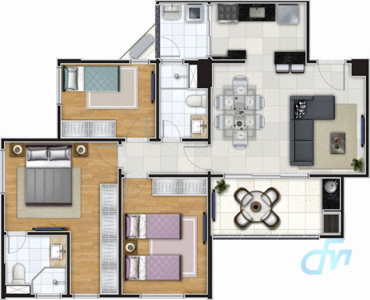 Apartamento com 3 Quartos à Venda, 84 m² em Loteamento Mogilar - Mogi Das Cruzes