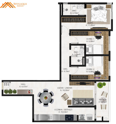 Imagem Apartamento com 1 Quarto à Venda, 62 m² em Praia Da Vila - Imbituba