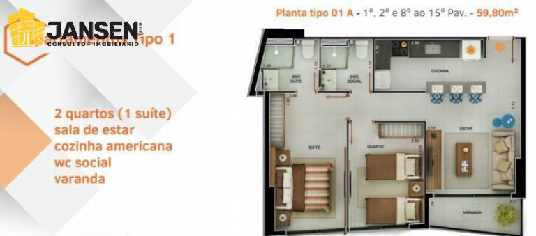 Imagem Apartamento com 2 Quartos à Venda, 61 m² em Tambaú - João Pessoa