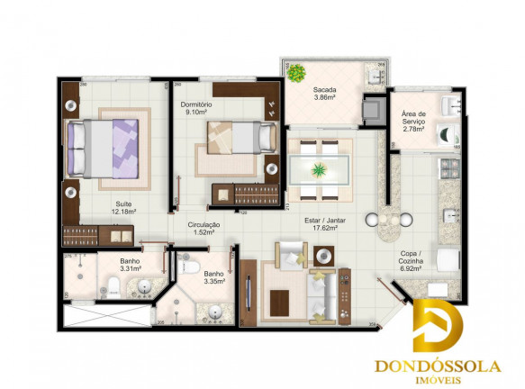 Imagem Apartamento com 3 Quartos à Venda, 92 m² em Centro - Criciúma Imagem Apartamento com 3 Quartos à Venda, 92 m² em Centro - Criciúma