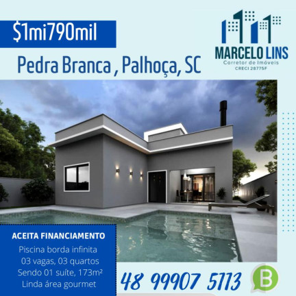 Imagem Casa com 3 Quartos à Venda,  em Pedra Branca - Palhoça