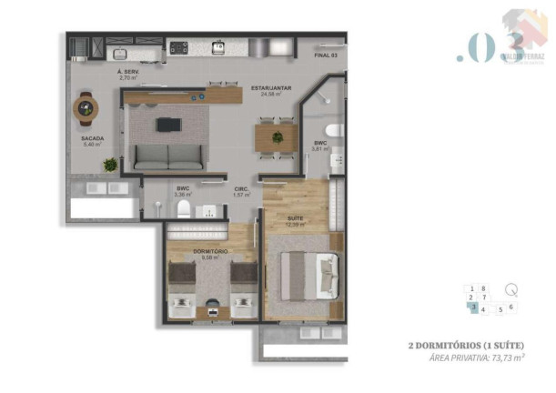 Imagem Apartamento com 2 Quartos à Venda, 71 m² em Barreiros - São José
