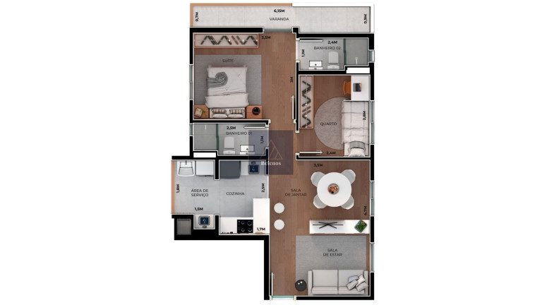 Imagem Apartamento com 2 Quartos à Venda, 61 m² em Boa Vista - Curitiba