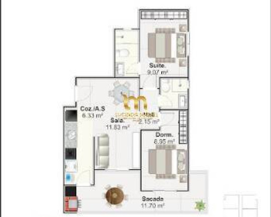 Imagem Apartamento com 2 Quartos à Venda, 63 m² em Mirim - Praia Grande