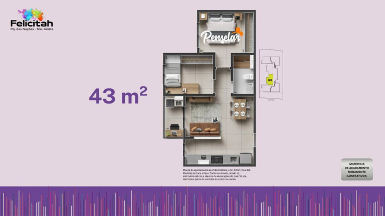 Imagem Apartamento com 2 Quartos à Venda, 44 m² em Parque Das Nações - Santo André