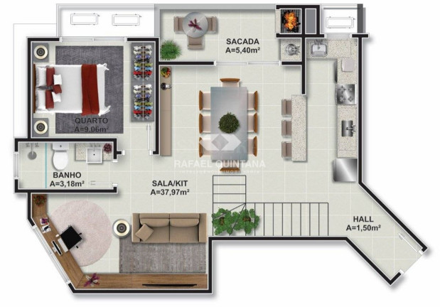 Imagem Apartamento com 1 Quarto à Venda, 52 m² em Itacorubi - Florianópolis