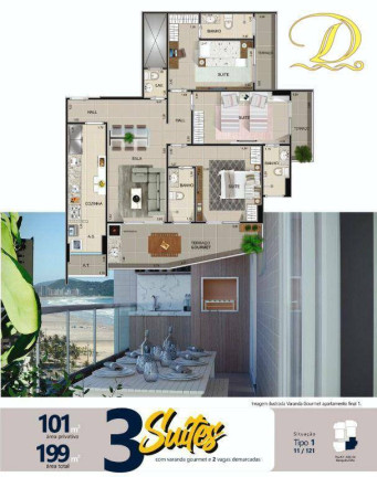 Imagem Apartamento com 3 Quartos à Venda, 101 m² em Aviação - Praia Grande Imagem Apartamento com 3 Quartos à Venda, 101 m² em Aviação - Praia Grande