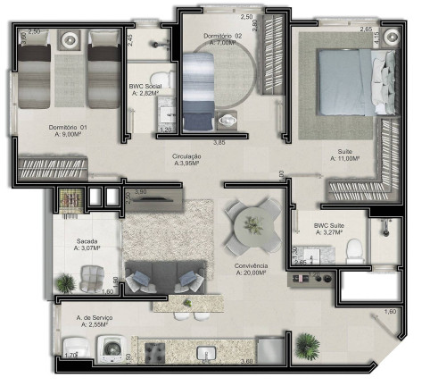 Imagem Apartamento com 3 Quartos à Venda, 77 m² em São Luiz - Criciúma Imagem Apartamento com 3 Quartos à Venda, 77 m² em São Luiz - Criciúma