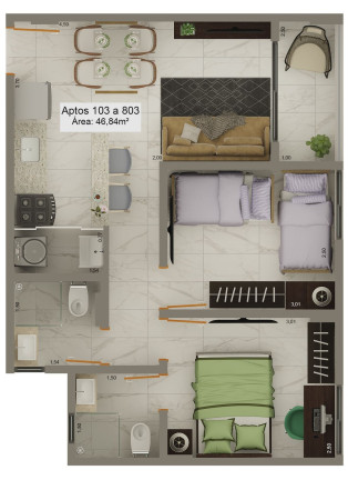 Imagem Apartamento com 2 Quartos à Venda, 46 m² em Tambiá - João Pessoa Imagem Apartamento com 2 Quartos à Venda, 46 m² em Tambiá - João Pessoa