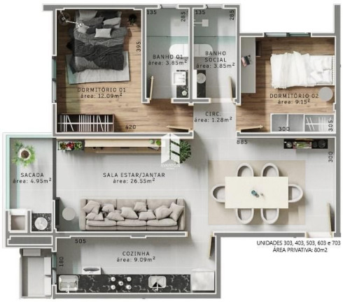 Imagem Apartamento com 1 Quarto à Venda, 79 m² em Camobi - Santa Maria Imagem Apartamento com 1 Quarto à Venda, 79 m² em Camobi - Santa Maria