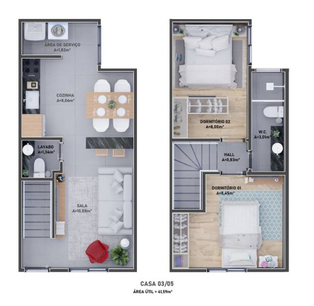 Sobrado com 2 Quartos à Venda, 54 m² em Caiçara - Praia Grande
