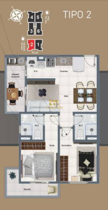 Imagem Apartamento com 2 Quartos à Venda, 57 m² em Guilhermina - Praia Grande