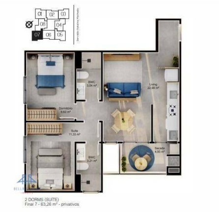 Apartamento com 2 Quartos à Venda, 63 m² em Cacupé - Florianópolis